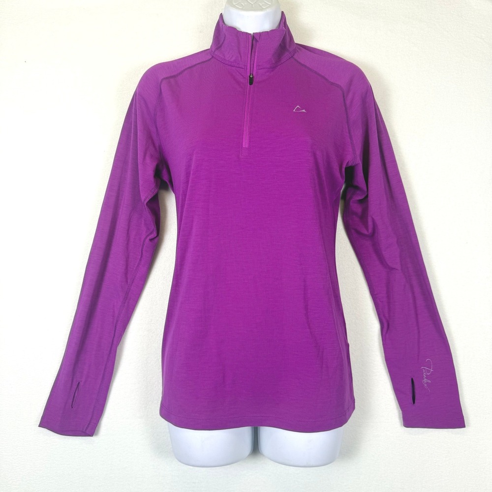 Paradox Merino Blend 1/4 Zip Pullover Purple Thumbhole L Gorpcore Fitness Sport